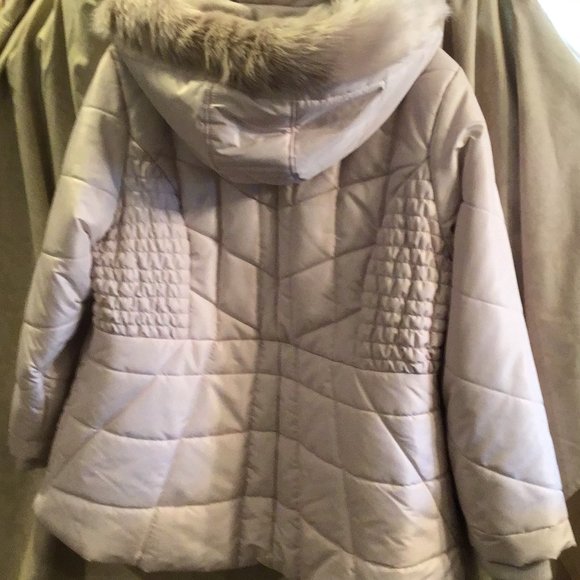 SUSAN GRAVER Lt. Pink Puff Parka/Jacket Detachable Fur Lined Hood Zip/Snap SZ 1X - Picture 4 of 10